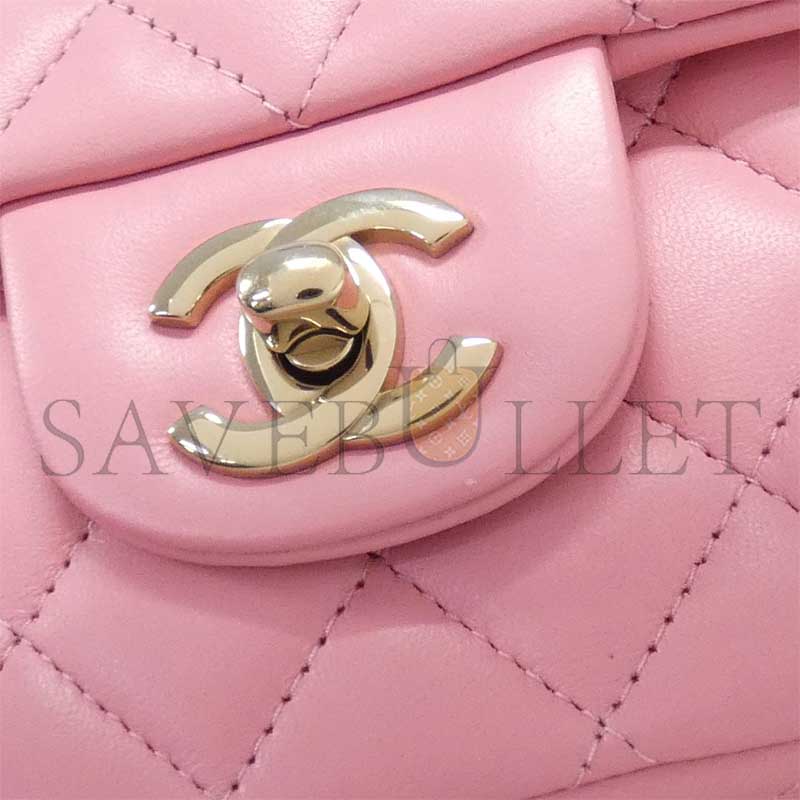 Ch*el quilted top handle mini rectangular pink lambskin as2431 (20*12*6cm)